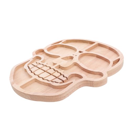FUNOMOCYA Großes Halloween Holz-servierbrett mit Skelettmotiv Dekoratives Snack Obsttablett Robustes Leichtes Charcuterie-board für Partys und Festliche Anlässe von FUNOMOCYA