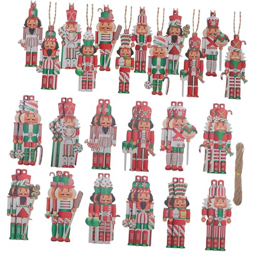 FUNOMOCYA 36 Stück Holz Weihnachtsnussknacker Ornamente Hängende Nussknackerfigur Weihnachtsdekorationen Für Feiertagsdeko von FUNOMOCYA