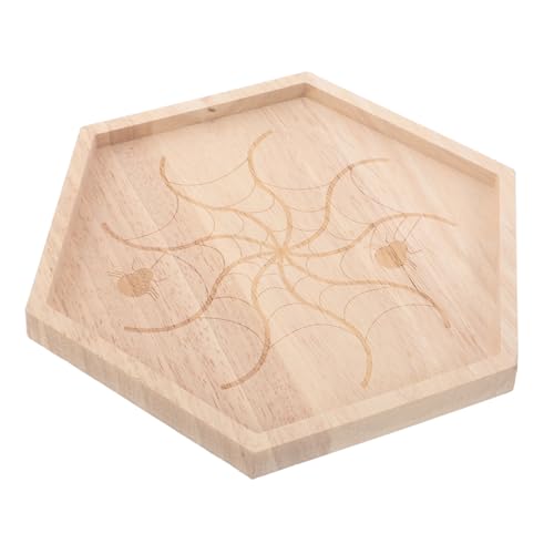 FUNOMOCYA Halloween Holz Servierplatte mit Spinnennetz Muster Handgefertigtes Multifunktionales Tablett für Snacks Obst Desserts Dekoratives Charcuterie Brett für Zuhause Büro und von FUNOMOCYA