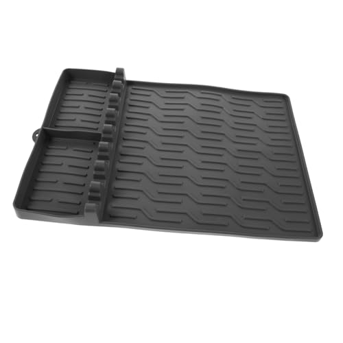 FUNOMOCYA Hitzebeständige Grillwerkzeug Matte mit Abtropfpad Großer BBQ Utensilienhalter und Seitenschutz Leicht zu Reinigen für Outdoor Grillen und Camping von FUNOMOCYA