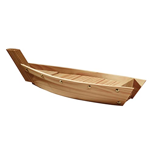 FUNOMOCYA Holz Sushi Teller Boot Geformt Japanisches Snack Tablett für Zuhause oder Restaurant Serviergericht für Besondere Anlässe und von FUNOMOCYA