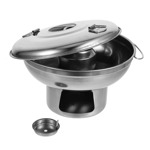 FUNOMOCYA Hot Pot mit Spirituskocher Tragbarer Kochtopf für Zuhause und Outdoor Antihaftbeschichtung Doppelgriff Hitzebeständig von FUNOMOCYA