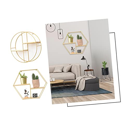 FUNOMOCYA Kreatives Rundes Wandregal aus Schmiedeeisen Zweilagiges Lagerregal für Schlafzimmer Wohnzimmer und Goldene Ausführung für Stilvolle Dekoration und Praktische von FUNOMOCYA