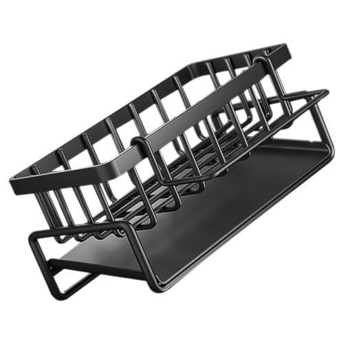 FUNOMOCYA Küchen Schwammhalter Spüle Organizer mit Abtropfgestell und Spüllappenhalter Platzsparendes Multifunktionales Aufbewahrungsregal für Spülschwämme und Reinigungsutensilien Schwarz von FUNOMOCYA