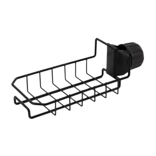 FUNOMOCYA Küchen Spülbecken Organizer Schwarz Abtropfgestell aus Metall und Abs Schwammhalter mit Hohlem Design Praktisches Waschbecken Regal für Platzsparende Aufbewahrung und Einfache von FUNOMOCYA