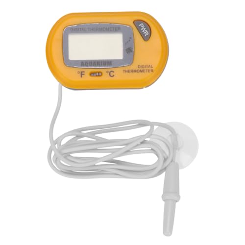 FUNOMOCYA Mini Digital Aquarium Thermometer Wasserfest Präziser Temperatursensor für Fischbecken und Terrarien Kompaktes Design mit Großem Display Gelb von FUNOMOCYA