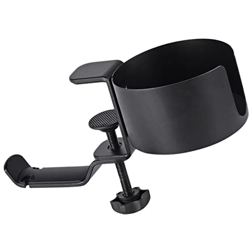 FUNOMOCYA Multifunktionaler Aluminiumlegierung Getränkehalter Kopfhörerhalter für Schreibtisch Drehbar Platzsparend für Zuhause Büro Schwarz von FUNOMOCYA