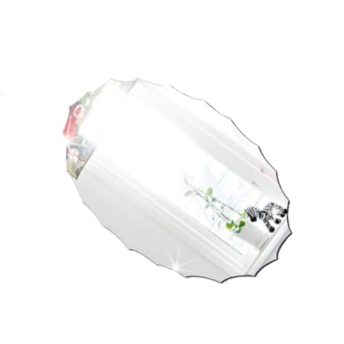 FUNOMOCYA Ovaler Spiegelaufkleber Flexibler Selbstklebender Spiegel für Badezimmer Dekorative Wandspiegel mit Kreativen Blumenrändern Silber für Glatte Oberflächen Wie Fliesen und Möbel von FUNOMOCYA