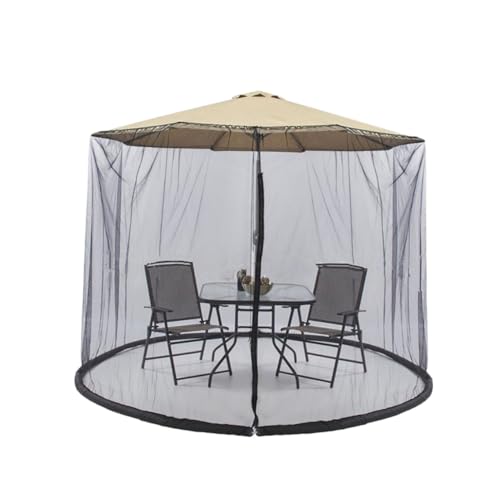 FUNOMOCYA Patio Sonnenschirm mit Netzabdeckung Moskitonetz für Garten und Terrasse Sonnenschutz Einfache Installation Faltbar Schwarz von FUNOMOCYA