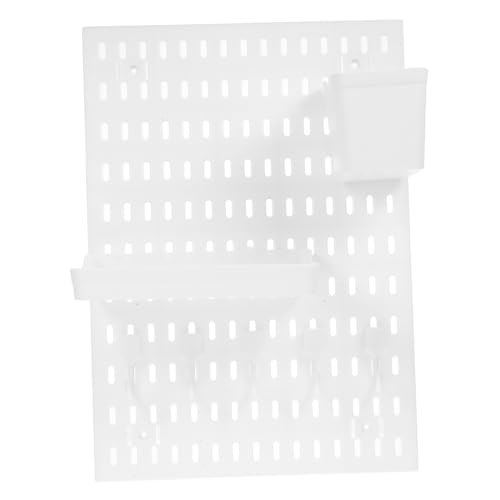 FUNOMOCYA Pegboard Wandorganizer Weiß Wandtafel mit Aufbewahrungsregal und Haken Ohne Bohren Küchen Pinnwand Garage Wandpanel für Effiziente Raumorganisation von FUNOMOCYA