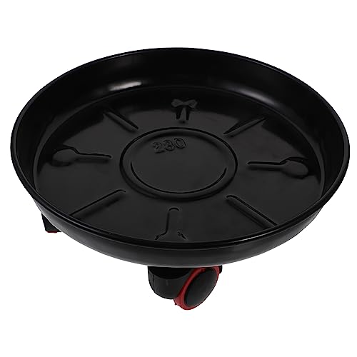 FUNOMOCYA Pflanzgefäß Pflanzenschalen für drinnen Rad Gartenwalze Pot Carry Halter Tablett bewegliches Blumentopftablett Tablett mit Rädern Blumenkugelbodenschale Blumentopfer Eisen Schwarz von FUNOMOCYA