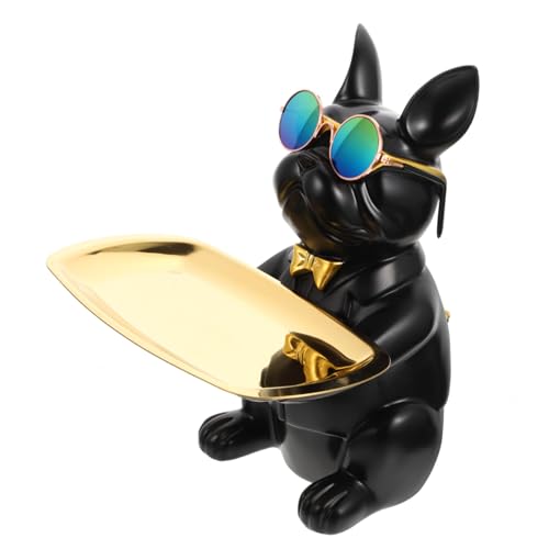 FUNOMOCYA Resin Hundeskulptur Schlüsselablage Dekoratives Aufbewahrungstablett für Schlüssel Schmuck und Süßigkeiten Multifunktionales Dog Tray für Eingangsbereich Wohnzimmer Büro von FUNOMOCYA