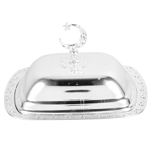 FUNOMOCYA Retro -Buttergericht Tabletts bedeckt Serviertablett mit Deckel Körper Arbeitsplatte behälter Butterdosen mit Deckel Butterteller mit Deckel Serviergeschirr mit Deckel Eisen Silber von FUNOMOCYA