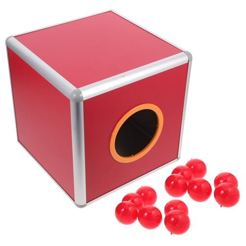 FUNOMOCYA Rote Multifunktions losbox mit Bällen für Spenden Abstimmungen und Verlosung Vielseitige Aufbewahrungsbox für Partyspiele Wohltätigkeitsveranstaltungen und Klassenzimmer von FUNOMOCYA