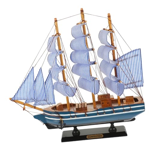 FUNOMOCYA Holz Segelboot Modell Dekoration Mediterranes Seebootmodell Handgefertigtes Holzboot Ornament für Schreibtisch Rustikales Tischdekor für von FUNOMOCYA