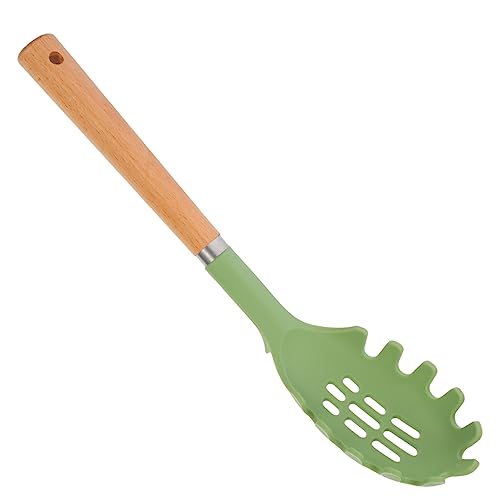 FUNOMOCYA Silikonpulver Kratzer Pasta-Nudel-Schaufel Nudel Servierlöffel geschlitzter Nudellöffel Nudelsieb Utensil Küche es Pasta Spaghetti-Server-Utensil hölzern Grün Zufällige Farbe von FUNOMOCYA