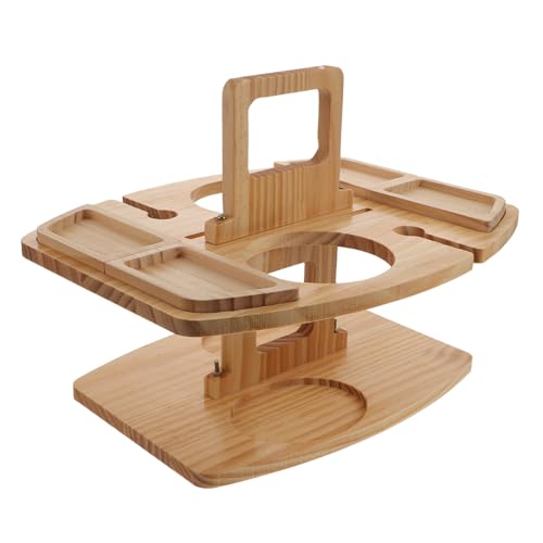 FUNOMOCYA Tragbares Snacktablett Holz Aufbewahrungsregal für Weinflaschen Multifunktionales Picknick Regal Dekorativ und Robust für Camping und Zuhause von FUNOMOCYA