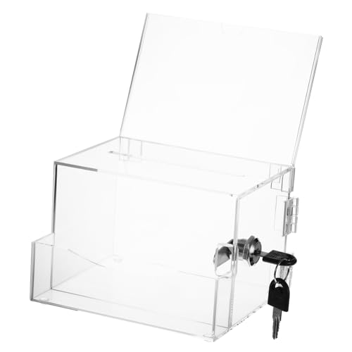 FUNOMOCYA Transparente Abschließbare Vorschlags Spendenbox aus Robustem Acryl Vielseitig Nutzbar als Wahlurne Kummerkasten und Fundraising Behälter mit Großem Schlitz und Sicherem Schloss von FUNOMOCYA