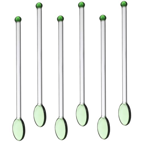 FUNOMOCYA Glasrührstäbchen 6-teiliges Set Getränkerührer Mit Griff Für Kaffee Cocktails Mixer Bequemer Griff von FUNOMOCYA