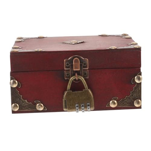 FUNOMOCYA Vintage Holz Schmuckschatulle mit Schloss Feine Handarbeit Robuste Aufbewahrungsbox für Ringe und Schmuck Klassisches Design Dekorativ für Schlafzimmer und Schminktisch Fächer Rot FUNOMOCYA Vintage Holz Schmuckschatulle mit Schloss Feine Handarbeit Robuste Aufbewahrungsbox für Ringe und Schmuck Klassisches Design Dekorativ für Schlafzimmer und Schminktisch Fächer Rot von FUNOMOCYA
