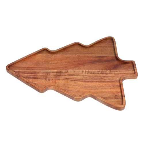 FUNOMOCYA Weihnachtsbaumtablett Brot -servierschale Weihnachtsbaum Servierplatte Urlaubs-snack-tablett Feiertagspartyzubehör Servierplatten Aus Holz Weihnachtsbaumteller Braun Akazie von FUNOMOCYA