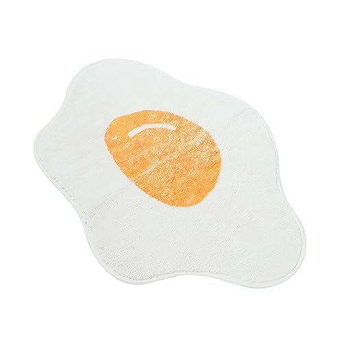 FUNOMOCYA rutschfeste Wasserabsorbierende Fußmatte mit Cartoon Pochiertem Ei Design Hochflor Mikrofaser für Wohnzimmer Schlafzimmer und Eingangsbereich Waschbar und Bequem von FUNOMOCYA