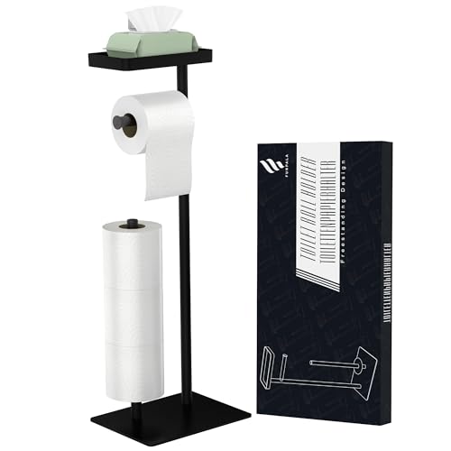 Edelstahl Klopapierhalter Stehend, Toilettenpapierhalter mit Feuchttücher Box, für Toilettenpapier & Toilettenbürste (Schwarz) Edelstahl Klopapierhalter Stehend, Toilettenpapierhalter mit Feuchttücher Box, für Toilettenpapier & Toilettenbürste (Schwarz) von FUNPALA