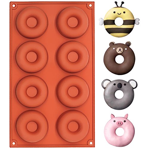 FUNSHOWCASE Donut-Form / Backform, Silikon, 8-er, Schokoladenbraun, Ringform von FUNSHOWCASE