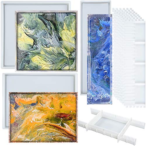 FUNSHOWCASE Backform aus Epoxidharz, Silikonformen mit Rand und festen Rahmen, Servierbrett, Platte, Teller, quadratisch und rechteckig, 3 Stück von FUNSHOWCASE