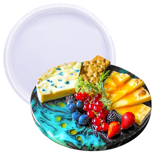 FUNSHOWCASE Runde Epoxidharz Silikonform Tischform für Untersetzer Käsebrett Tablett Servierplatte 25,5cm von FUNSHOWCASE