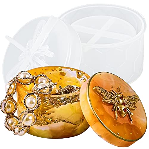 FUNSHOWCASE Honigglas Silikonformen mit Deckel Epoxidharzguss Geschenkbox Form von FUNSHOWCASE