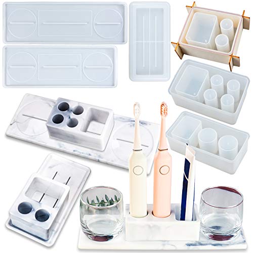 FUNSHOWCASE Silikonformen-Set, Zahnbürstenhalter, Organizer, Transparent, 6-teilig von FUNSHOWCASE