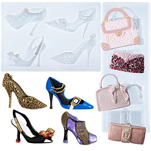 Funshowcase Clutch Damentasche Damenschuhe Silikonform Fondant Kuchendekoration Tortenaufsätz von FUNSHOWCASE