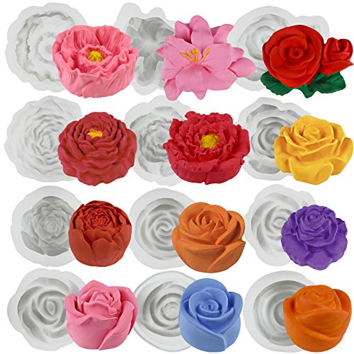 Funshowcase Große Blumen Silikonform 12-teiliges Set mit Höhe von 2-3cm von FUNSHOWCASE