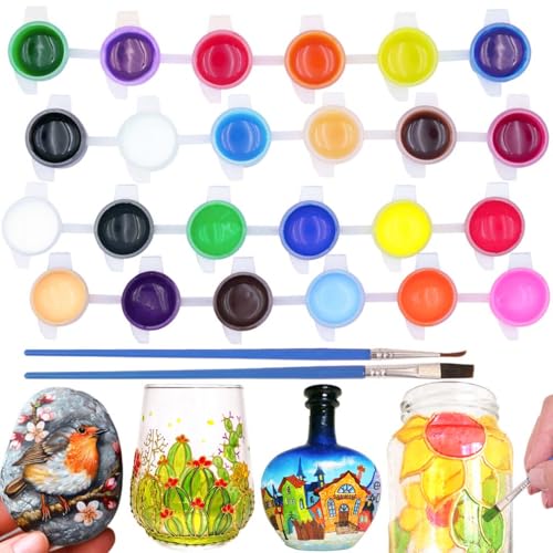 Glasfarben 28er Set 24 Acrylfarben 4 Pinsel für Glasmalerei Fenstermaler Wasserfest Glasfarben 28er Set 24 Acrylfarben 4 Pinsel für Glasmalerei Fenstermaler Wasserfest von FUNSHOWCASE