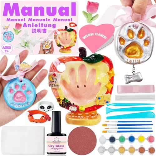 Lufttrocknender Modelliermasse Handabdruck Bastelset mit Acrylfarben Ton-Glasur Werkzeugen für DIY Ornamente Lufttrocknender Modelliermasse Handabdruck Bastelset mit Acrylfarben Ton-Glasur Werkzeugen für DIY Ornamente von FUNSHOWCASE