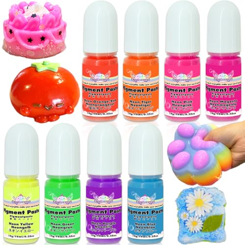 Silikon Pigment Paste 8 Farben für Taba Squishy Bastelset Abformung Neonfarben Silikon Pigment Paste 8 Farben für Taba Squishy Bastelset Abformung Neonfarben von FUNSHOWCASE