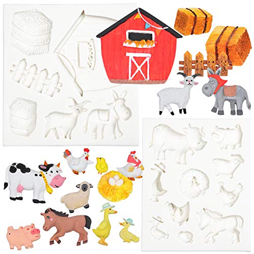 Silikonform Bauernhof Tier Fondant Formen Cupcake Topper Kuchendeko 2er Set von FUNSHOWCASE