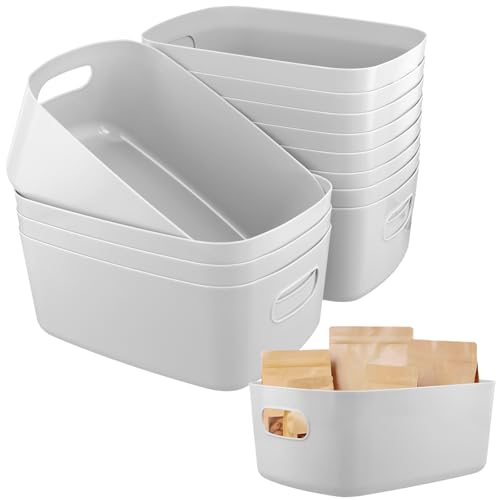 FUNSUEI 12 Stück Aufbewahrungsbox Kunststoff Grau, 24,5 x 18 x 10 cm Aufbewahrungskorb Plastik mit Giff, Kunststoffboxen Organizer Box Stapelbar für Badezimmer, Wohnzimmer, Küche, Büro FUNSUEI 12 Stück Aufbewahrungsbox Kunststoff Grau, 24,5 x 18 x 10 cm Aufbewahrungskorb Plastik mit Giff, Kunststoffboxen Organizer Box Stapelbar für Badezimmer, Wohnzimmer, Küche, Büro von FUNSUEI