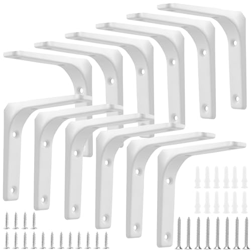 FUNSUEI 12 Stück Regalhalterung Weiß 10cm, Regalhalter Metall 100 x 100 mm, 90 Grad Weiße Regalwinkel Regalträger Winkel Regal für Wandregal von FUNSUEI