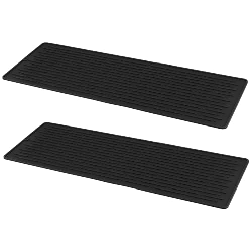 FUNSUEI 2 Stück 40.5 x 14.5 cm Abtropfmatte Schwarz Abtropfmatte Geschirr Dish Drying Mat Abtropfmatte Spüle für Küche Geschirr Fpüle Trockenmatte für Küchentheke von FUNSUEI