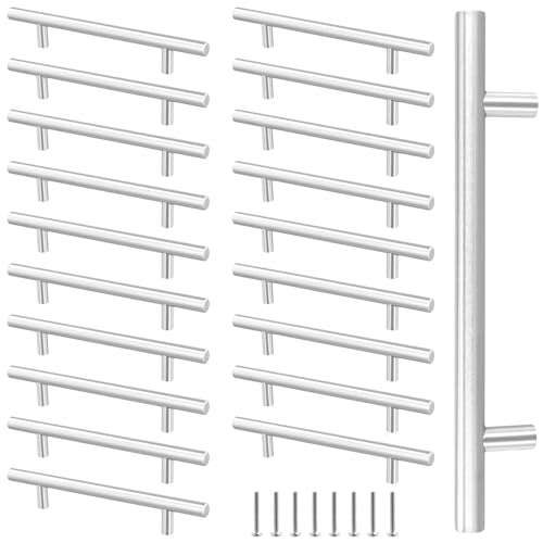 FUNSUEI 20 Stück Möbelgriffe 128mm Lochabstand, Schrankgriffe Edelstahl Silber mit Schrauben, Küchengriffe Griffe für Schrank, Tür von FUNSUEI