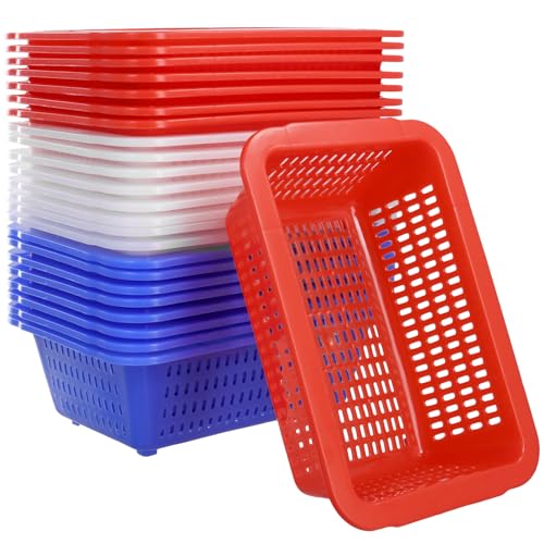 FUNSUEI 24 Stück Aufbewahrungskorb Plastik, Kleine Aufbewahrungskörbe Farbig, 3 Farben Kunststoff Korb Aufbewahrung Plastikkorb Klein für Lagerung, Organisieren, Blau, Rot, Weiß, 23 x 16 x 7 cm FUNSUEI 24 Stück Aufbewahrungskorb Plastik, Kleine Aufbewahrungskörbe Farbig, 3 Farben Kunststoff Korb Aufbewahrung Plastikkorb Klein für Lagerung, Organisieren, Blau, Rot, Weiß, 23 x 16 x 7 cm von FUNSUEI