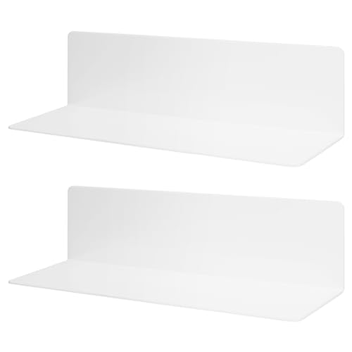 FUNSUEI 2er Set 40cm Wandregal Weiß Ohne Bohren, Acryl Regal Ohne Bohren, Selbstklebende Wand Regale, Acryl Schwebend Regal für Badezimmer, Küche, Wohnzimmer, Schlafzimmer, Büro FUNSUEI 2er Set 40cm Wandregal Weiß Ohne Bohren, Acryl Regal Ohne Bohren, Selbstklebende Wand Regale, Acryl Schwebend Regal für Badezimmer, Küche, Wohnzimmer, Schlafzimmer, Büro von FUNSUEI