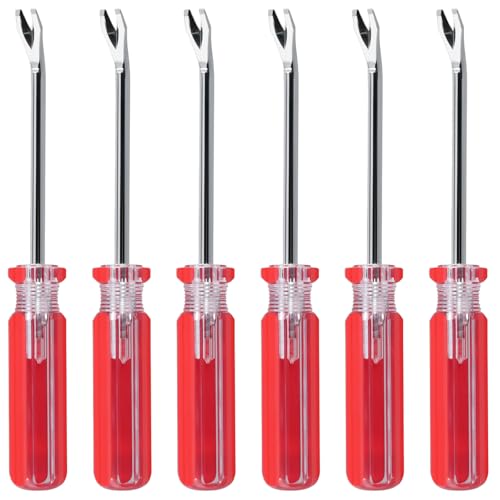 FUNSUEI 6 Stück Klammerentferner mit Tack Abzieher Werkzeug, 19 cm Nagelabzieher Werkzeug, Schraubendreher Tack Lifter Remover Tool Stahl von FUNSUEI