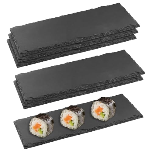FUNSUEI 6 Stück Schieferplatte Rechteckig, 30 x 10cm Schieferplatte Servierplatte, Schieferplatten Schwarz für Sushi, Käse, Buffet, Vorspeisen, Desserts FUNSUEI 6 Stück Schieferplatte Rechteckig, 30 x 10cm Schieferplatte Servierplatte, Schieferplatten Schwarz für Sushi, Käse, Buffet, Vorspeisen, Desserts von FUNSUEI