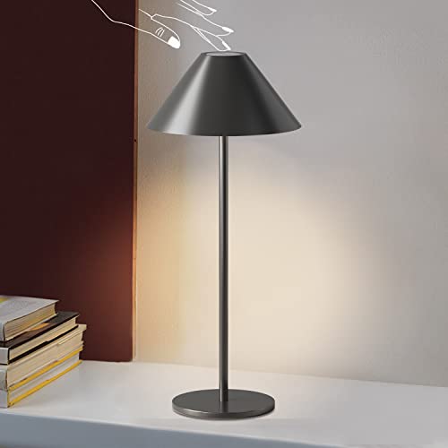 FUNTAPHANTA LED Wiederaufladbare Kabellose Akku Tischlampe, IP54 Wasserdicht, 3000K Dimmbare Batteriebetriebene Lampe, 4000mAh Zertifizierte Batterie (Schwarz) von FUNTAPHANTA