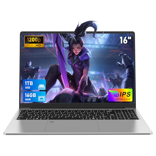 FUNYET Laptop 16 Zoll 16GB+1TB SSD Prozessor 12th Generation N95 (bis 3.4GHz), FHD 1920 x 1200, 5+2.4G WiFi, USB 3.0, Bluetooth 5.0, HDMI, 180°Rotation Gary von FUNYET