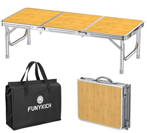 FUNYKICH 3ft Klappbarer Campingtisch 87x40x26cm, Kleiner Faltbarer Klapptisch mit Tragetasche, Aluminium Tragbar Falttisch, MDF Platten Multifunktionstisch für Picknick Camping Strand Balkon, Silber FUNYKICH 3ft Klappbarer Campingtisch 87x40x26cm, Kleiner Faltbarer Klapptisch mit Tragetasche, Aluminium Tragbar Falttisch, MDF Platten Multifunktionstisch für Picknick Camping Strand Balkon, Silber von FUNYKICH