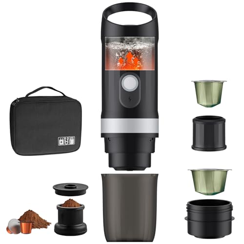 FUNYKICH Tragbare Espressomaschine mit Outdoor Tragetasche, Elektrische Kaffeemaschine mit Selbsterhitzung USB-C, 20 Bar Mini Kaffeemaschine,kompatibel mit NS&DG-Kapseln Kaffee für Camping Reisen Büro von FUNYKICH